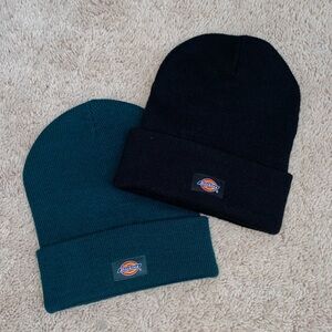 Unisex Dickies Classic Knit Cuffed Beanie Hat - Teal & Black Set of 2